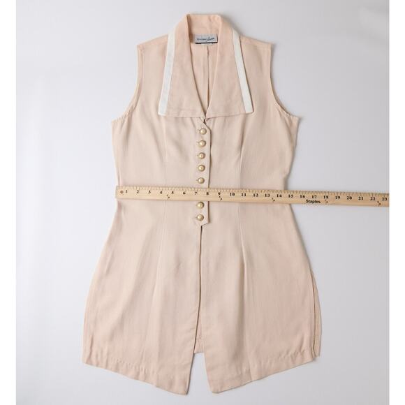 VTG 90s Breakin’ Loose Sleeveless Tunic Vest Sz 4 Button Minimalist Academia - Picture 5 of 10